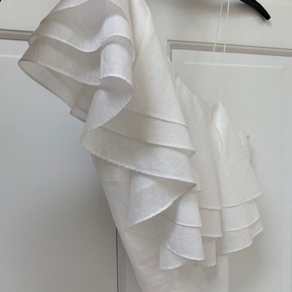 Designers Remix White Ruffled One Shoulder Top - Picture 16 of 16
